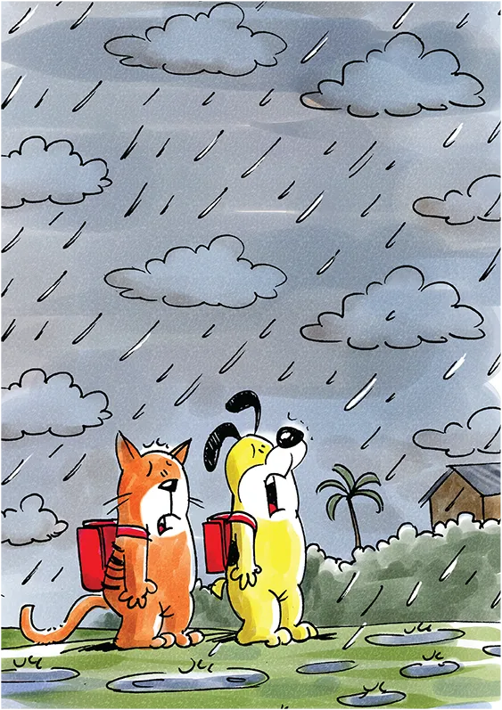 Image illustraton for the book:Cat & Dog and the Rain