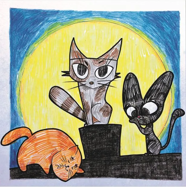 Image illustraton for the book:Three Cat Friends