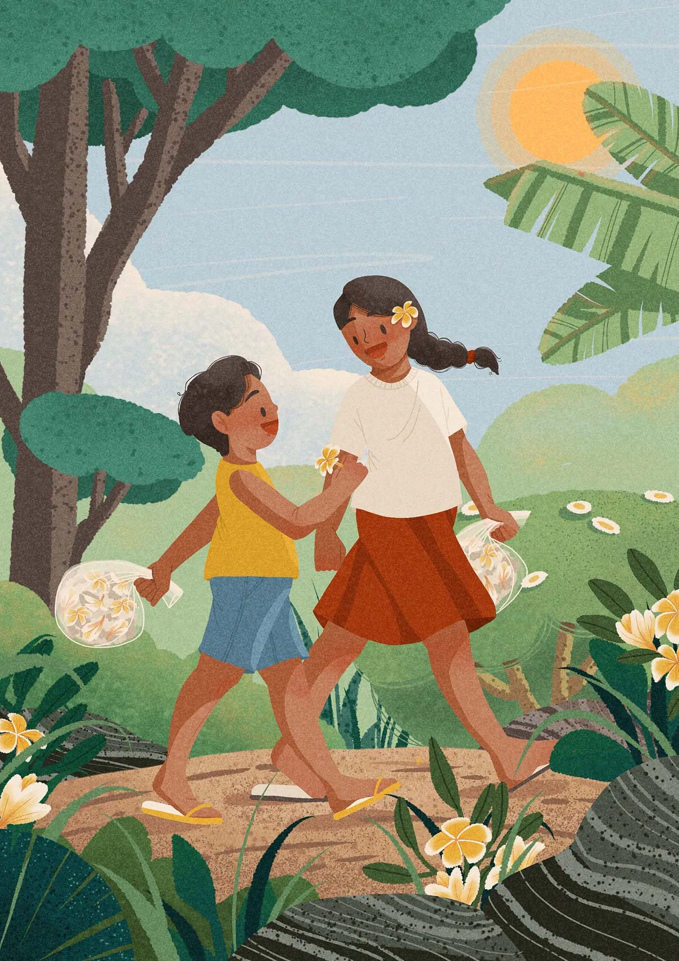 Image illustraton for the book:Dry Quickly, Frangipani Flowers!